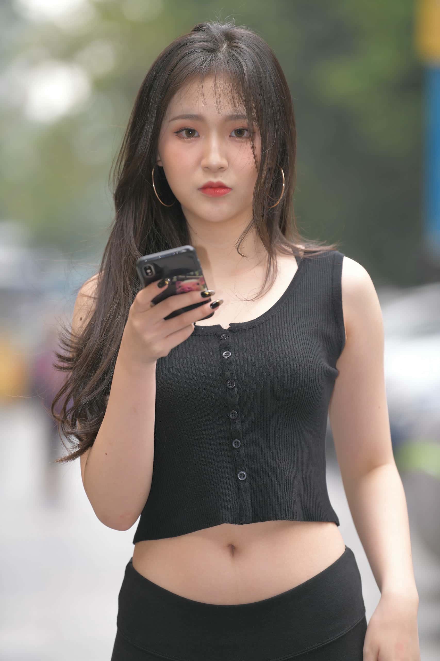 图片[2]-喝奶茶的黑色瑜伽裤长发姑娘【376P】00055-嘿图库