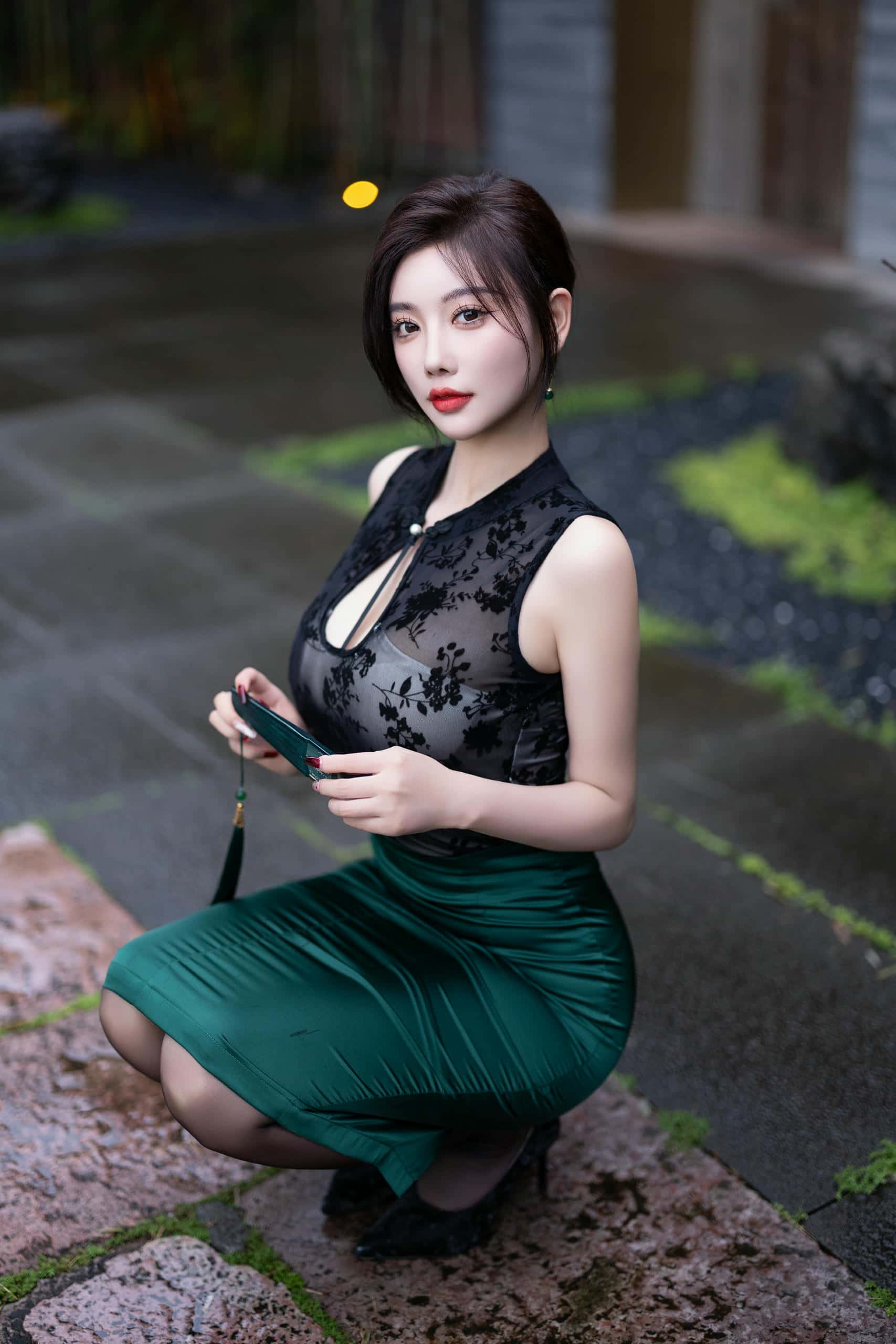 图片[1]-绿色旗袍 – 杨晨晨【87P】P50237-嘿图库